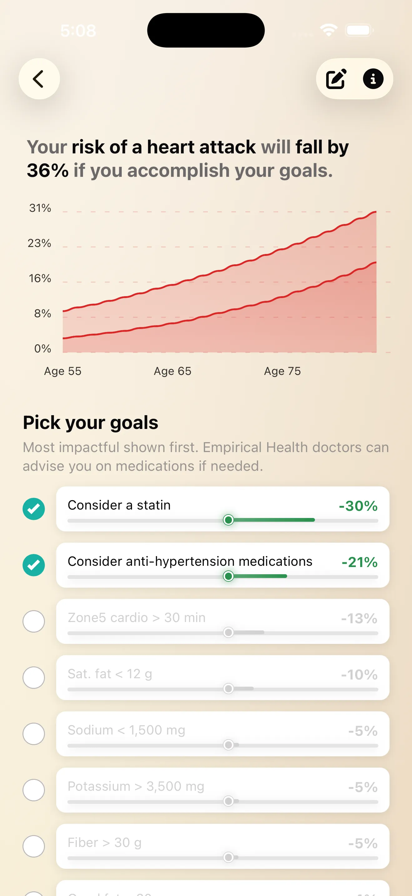 Simulator for heart attack risk reduction