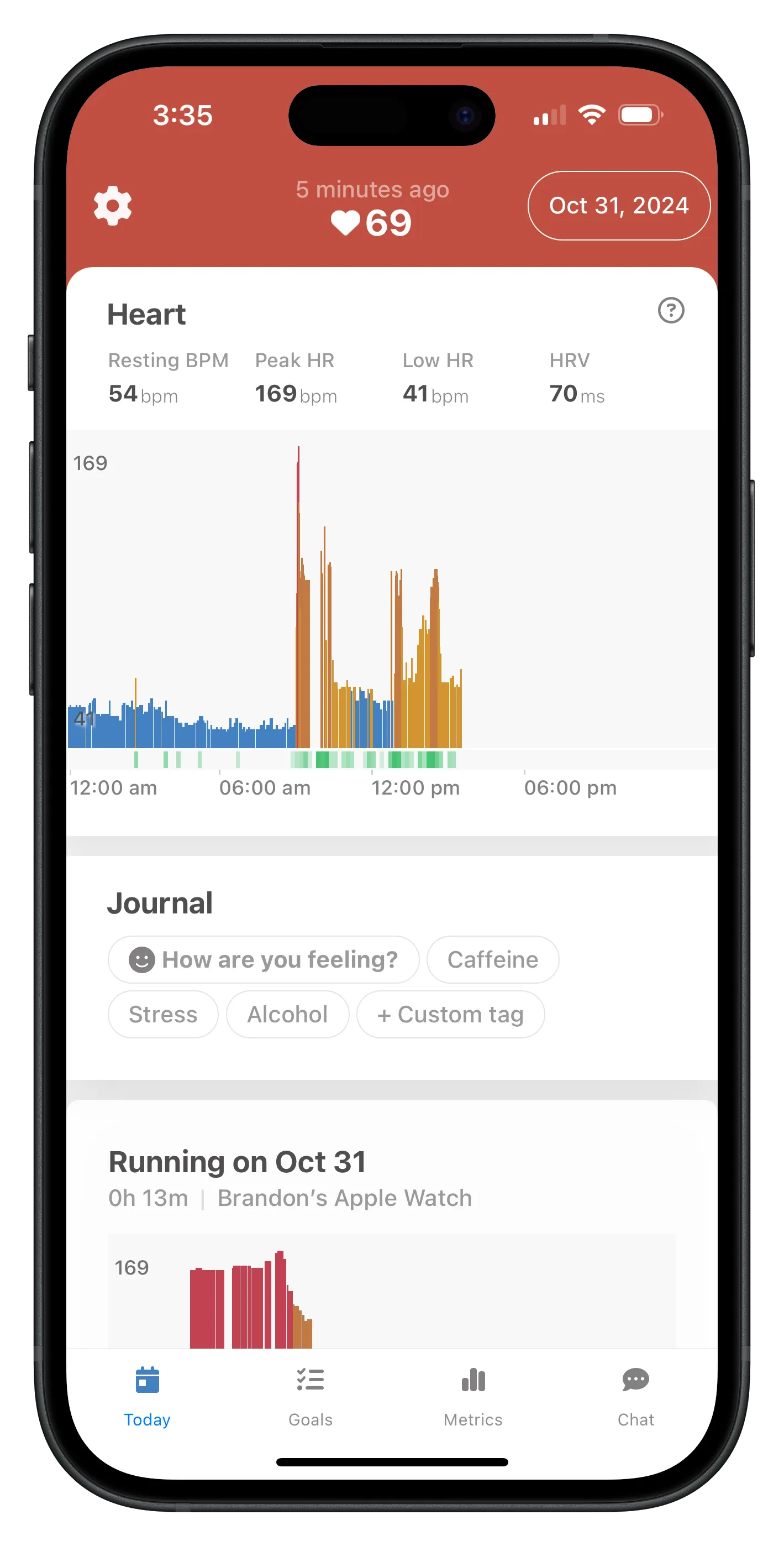 Empirical Health, heart rate in portrait mode